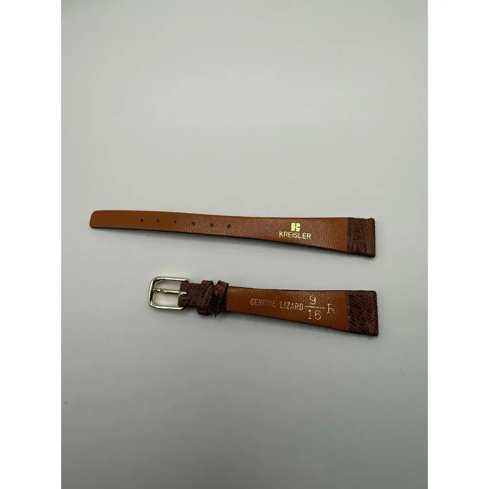 14mm KREISLER Genuine Lizard Tan NOS Vintage Watch Band & Gold-Tone Buckle